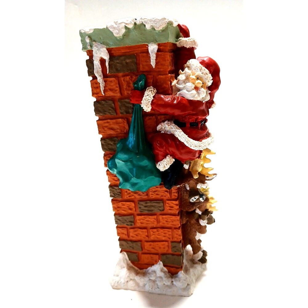 Santa Reindeer Chimney Candle Holder Vase Christmas Fun 9 In  Tall X 4 In  Wide